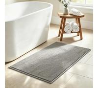 HITSLAM 80x50cm Chenille Bath Mat Non Slip, Ultra Absorbent, Grey