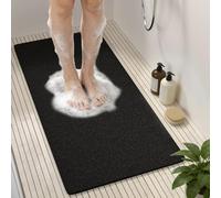 HITSLAM Bath Mat Non Slip Anti Mould, 88 x 40 cm Long Soft PVC Loofah Shower Mat for Inside Shower, Bathtub Mat without Suction Cups, Quick Drying Bath Tub Mat for Bathroom, Easy to Clean, Black
