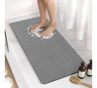 HITSLAM Bath Mat Non Slip Anti Mould, 88 x 40 cm Long Soft PVC Loofah Shower Mat for Inside Shower, Bathtub Mat without Suction Cups, Quick Drying Bath Tub Mat for Bathroom, Easy to Clean, Grey