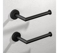 HITSLAM Black Toilet Roll Holder Wall Mounted SUS 304 Stainless Steel Matte Black Toilet Paper Holder Waterproof Rotateproof Loo Roll-Holder for Bathroom, 2 Pack