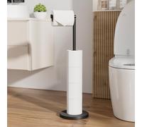HITSLAM Matte Black Free Standing Toilet Roll Holder with Heavy Duty Base, SUS304 Stainless Steel Freestanding Toilet Paper Holder with Reserve, Toilet Roll Storage Stand for Bathroom