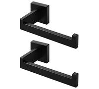 HITSLAM Matte Black Toilet Roll Holder Wall Mounted Premium 304 Stainless Steel Toilet Paper Holder for Bathroom Rustproof Square 2 Pack