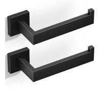 HITSLAM Matte Black Toilet Roll Holder Wall Mounted SUS 304 Stainless Steel Toilet Paper Holder for Bathroom Rustproof Waterproof Rotateproof Toilet Tissue Holder Square 2 Pack