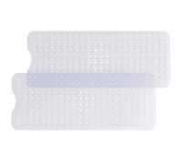 HITSLAM Non Slip Bath Mat for Tub, 101 x 40cm Extra Long Shower Mat Anti Mould, Machine Washable Bathroom Bathtub Mat with Suction Cups and Drain Holes, Soft on Feet, Clear 2 Pack