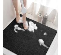 HITSLAM Shower mat Non Slip, 60 x 60 CM Non Slip Bath Mat with Drain, Soft PVC Loofah Shower Bath Mat for Tub, Quick Drying Shower Mat for Bathroom, Black
