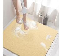 HITSLAM Shower mat Non Slip, 60 x 60 CM Non Slip Bath Mat with Drain, Soft PVC Loofah Shower Bath Mat for Tub, Quick Drying Shower Mat for Bathroom, Beige