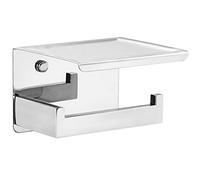 HITSLAM Toilet Roll Holder No Drilling Self-Adhesive Toilet Paper Holder with Shelf, Stainless Steel Toilet Roll Holder Wall Mounting for Bathroom Chrome