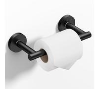 HITSLAM Toilet Roll Holder Wall Mounted Matte Black, Double Post Pivoting Toilet Paper Holder, SUS304 Stainless Steel Toilet Tissue Holder, Toilet Accessories for Bathroom, Kitchen, Washroom