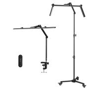 HITTI Lash Light for Eyelash Tech, 2-in-1 LED Floor Light and Clamp, 24W Bright Foldable Half Moon Light, Stepless Dimming 3 Color Estheticians Light, Lash Lamp for Extensions Makeup Tattoo Nail