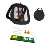 Hitting Net Set for Backyard Swing Drills, Foldable Ball-Stop Screen with Practice Pockets, Carry Case, Home Use Golf Hitting Net Backyard Swing Practice Home Drill Setup Portable Aiming Pocket Mat