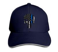 Hittings Thin Blue Line The Punisher Logo Flex Baseball Cap Black Navy