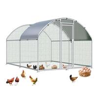 HITTITE Large Metal Chicken Coop with Run, 12.8 x 9.84 x 6.23 ft Walk in Poultry Cage Chicken Run Pen, Dome Roof Outdoor Chicken Runs for Yard with Waterproof & Anti-UV Cover