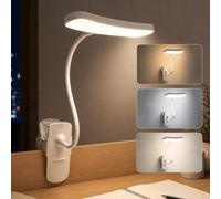 Hittriu Clip On LED Reading Light, 3 Color Modes & 0-100% Stepless Dimming, USB Rechargeable Desk Lamp for Reading Office