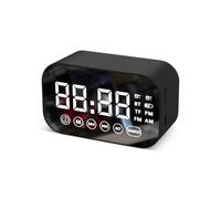 Hittriu Multifunctional Alarm Clock with Bluetooth and TF Card Playback, Hi-Fi Speaker, Large Display, Dual Alarms, FM Radio and Long Battery Life, Alarm Clock Perfect for Bedroom (Black)