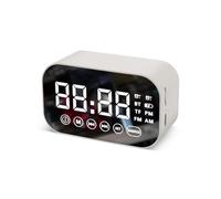 Hittriu Multifunctional Alarm Clock with Bluetooth and TF Card Playback, Hi-Fi Speaker, Large Display, Dual Alarms, FM Radio and Long Battery Life, Alarm Clock Perfect for Bedroom (Off-white)