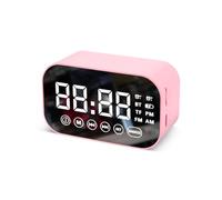 Hittriu Multifunctional Alarm Clock with Bluetooth and TF Card Playback, Hi-Fi Speaker, Large Display, Dual Alarms, FM Radio and Long Battery Life, Alarm Clock Perfect for Bedroom (Pink)