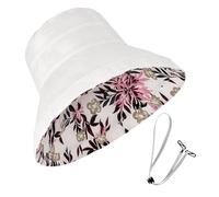 Hittriu Reversible Bucket Hat Women with Removable Guy Lines, Lightweight Foldable Bucket Hat, UV Sun Protection Wide Brim Fisherman Cap for Travel Summer Beach Hiking (Beige)
