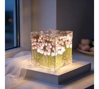 Hittriu Tulip Lamp, DIY Cube Mirror Lamp Kit with 20 Tulip Flowers, USB Rechargeable, Home Bedroom Decor, Birthday Gift for Girls and Women (Purple)