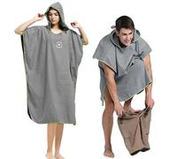Hiturbo Changing Robe Towel Poncho with Hood for Surfing Swimming Wetsuit Changing,Compact & Light Weight,One Size Fit All Grey