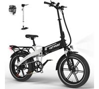 HITWAY 250W Foldable Electric Bike, 20" × 4.0" Fat Tire E-Bike with 48V 13Ah Battery, 7-Speed, 25km/h Max Speed, Aluminum Frame, Front Suspension,IP54 Waterproof, Commuter Bicycle