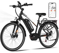 HITWAY 27.5"/28" Electric Bike with Rear Hub/Mid-Drive Motor, 250W, 36V 13Ah Battery, 180 km Max Range, 7-Speed, Pedelec City Commuter E-Bike for Adults Men & Women