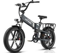 HITWAY Electric Bike, 720Wh E Bike, 250W/48V Motor, 70-120km Range, 20" Fat Tyres, APP Control, 7-Speed, Foldable, IP54 Waterproof BK10S PRO