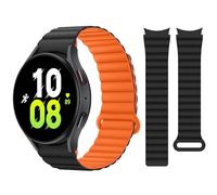 HITZEE Bracelets Compatible with Samsung Galaxy Watch 7/FE/6 Strap 40 mm 44 mm/Watch 6 Classic/Watch 5/Watch 4, 20 mm Silicone Magnetic Band for Galaxy Watch 4 Classic/Watch 5 Pro, Orange/Black