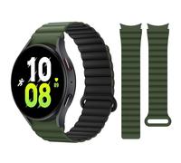 HITZEE Bracelets Compatible with Samsung Galaxy Watch 7/FE/6 Strap 40 mm 44 mm/Watch 6 Classic/Watch 5/Watch 4, 20 mm Silicone Magnetic Band for Galaxy Watch 4 Classic/Watch 5 Pro, Green/Black