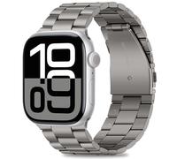 HITZEE Compatible with Apple Watch Strap 46mm 45mm 44mm 42mm Business Stainless Steel Metal Straps Men Women Link Band Compatible for Apple Watch SE Series 10 9 8 7 6 5 4 3 2, 42/44/45/46mm Titanium