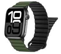 HITZEE Compatible with Apple Watch Strap 49/46/45/44/42/41/40/38mm, Double Sided Wearable Silicone Magnetic Band Compatible for iWatch Ultra 2 Series 10 9 8 7 SE 6 5 4 (38/40/41/42mm, Green Black)
