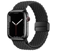 HITZEE Compatible with Apple Watch Strap 49/46/45/44/42/41/40/38mm, Nylon Stretchy Braided Band Magnetic Clasp Designed for Apple Watch Ultra 2 Series 10 9 8 7 SE 6 5 4 (42/44/45/46/49, Black)