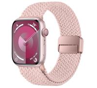 HITZEE Compatible with Apple Watch Strap 49/46/45/44/42/41/40/38mm, Nylon Stretchy Braided Band Magnetic Clasp Designed for iWatch SE 3/2/1 Series 11 10 9 8 7 6-1 (38/40/41/42, Pink)