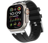 HITZEE Compatible with Apple Watch Ultra Strap 49/46/45/44/42mm, Liquid Silicone Band with Stainless Steel Adapter Straps Designed for Apple Watch Ultra 2 Ultra Series 10 9 8 7 SE 6 5 4 3 2, Black