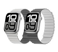 HITZEE Double Sided Reversible Magnetic Strap Compatible with Apple Watch Band 42(S10)/41/40/38mm, Soft Silicone Strap for iWatch Series 10 9 8 7 SE 6-1 (42/41/40/38, Beige/Grey)