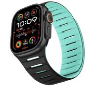 HITZEE Double Sided Reversible Magnetic Strap Compatible with Apple Watch Straps 49/46(S11/10)/45/44/42, Breathable Soft Band for iWatch Ultra 3/2/1 Series 11 10 9 8 7 SE3 6 5-1, Lake blue/Black