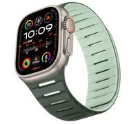 HITZEE Double Sided Reversible Magnetic Strap Compatible with Apple Watch Straps 49/46(S11/10)/45/44/42, Breathable Soft Band for iWatch Ultra 3/2/1 Series 11 10 9 8 7 SE3 6 5-1, Darkgreen/Lightgreen