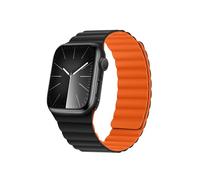 HITZEE Double Sided Reversible Magnetic Strap Compatible with Apple Watch Straps 49/46(Series 10)/45/44/42mm, Breathable Soft Band for iWatch Ultra 2 Series 10 9 8 7 SE 5 4 3 2 1, Black/Orange