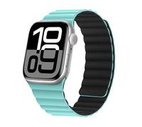 HITZEE Double Sided Reversible Magnetic Strap Compatible with Apple Watch Straps 49/46(Series 10)/45/44/42mm, Breathable Soft Band for iWatch Ultra 2 Series 10 9 8 7 SE 5 4 3 2 1, Lake blue/Black