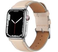 HITZEE Leather Straps Compatible with Apple Watch Strap 49mm 46mm 45mm 44mm 42mm for Women Men, Genuine Leather Band Compatible with Apple Watch Ultra 2 SE2 SE Series 10 9 8 7 6 5 4 3 2 1, Starlight