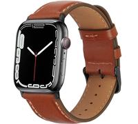 HITZEE Leather Straps Compatible with Apple Watch Strap 49mm 46mm 45mm 44mm 42mm for Women Men, Genuine Leather Band Compatible with Apple Watch Ultra 2 SE2 SE Series 10 9 8 7 6 5 4 3 2 1, Red Brown