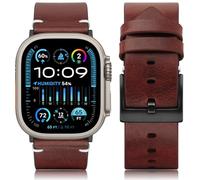 HITZEE Leather Straps Compatible with Apple Watch Strap 49mm 46mm 45mm 44mm 42mm, Handmade Vintage Genuine Leather Band Compatible with Apple Watch Ultra 2 SE2 SE Series 10 9 8 7 6 5 4 3, Dark Brown
