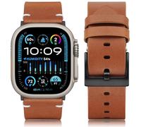 HITZEE Leather Straps Compatible with Apple Watch Strap 49mm 46mm 45mm 44mm 42mm, Handmade Vintage Genuine Leather Band Compatible with Apple Watch Ultra 2 SE2 SE Series 10 9 8 7 6 5 4 3, Brown