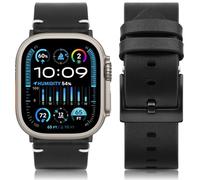 HITZEE Leather Straps Compatible with Apple Watch Strap 49mm 46mm 45mm 44mm 42mm, Handmade Vintage Genuine Leather Band Compatible with Apple Watch Ultra 2 SE2 SE Series 10 9 8 7 6 5 4 3, Black