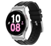 HITZEE No Gap Straps Compatible with Samsung Galaxy Watch 7/FE/6/5/4 Band 44mm 40mm/Watch 6 Classic/Watch 5 Pro/Watch 4 Classic, 20mm One Click Silicone Strap for Women Men, Black/Silver Adapter