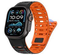 HITZEE Sport Straps Compatible with Apple Watch Strap 49/46/45/44/42mm, Sport Silicone Magnetic Men/Women with Pin Buckle Band Compatible for iWatch Ultra 2 Series 10 9 8 7 SE 6 5 4, Black/Orange