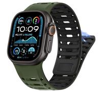 HITZEE Sport Straps Compatible with Apple Watch Strap 49/46/45/44/42mm, Sport Silicone Magnetic Men/Women with Pin Buckle Band Compatible for iWatch Ultra 2 Series 10 9 8 7 SE 6 5 4, Green/Black