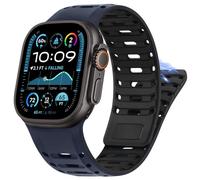 HITZEE Sport Straps Compatible with Apple Watch Strap 49/46/45/44/42mm, Sport Silicone Magnetic Men/Women with Pin Buckle Band Compatible for iWatch Ultra 2 Series 10 9 8 7 SE 6 5 4, Dark Blue/Black