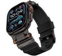 HITZEE Ultra 2/1 Strap Compatible with Apple Watch 49mm/46mm/45mm/44mm/42mm, Rugged Silicone Sport Replacement Straps with Metal Connector for iWatch Series 10/9/8/7/SE/6/5/4/3/2/1, Black/Black