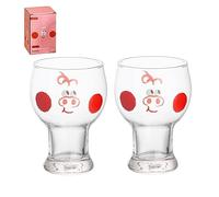 HIUHIU Funny Stemless Wine Glasses Set of 2, Creative Cartoon Drinking Glassware Glass Cup Cocktail Glasses Set for Home Bar Party,Pig
