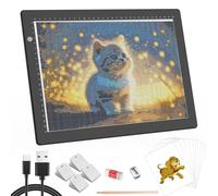 HIUKCOLED A4 Light Box for Artists & Kids - Stepless Dimmable LED Light Pad with 4 Clips, Ultra-Thin 0.2" USB Drawing Board for Diamond Painting, Sketching, Animation, Tattoo Transfer, X-Ray Viewing